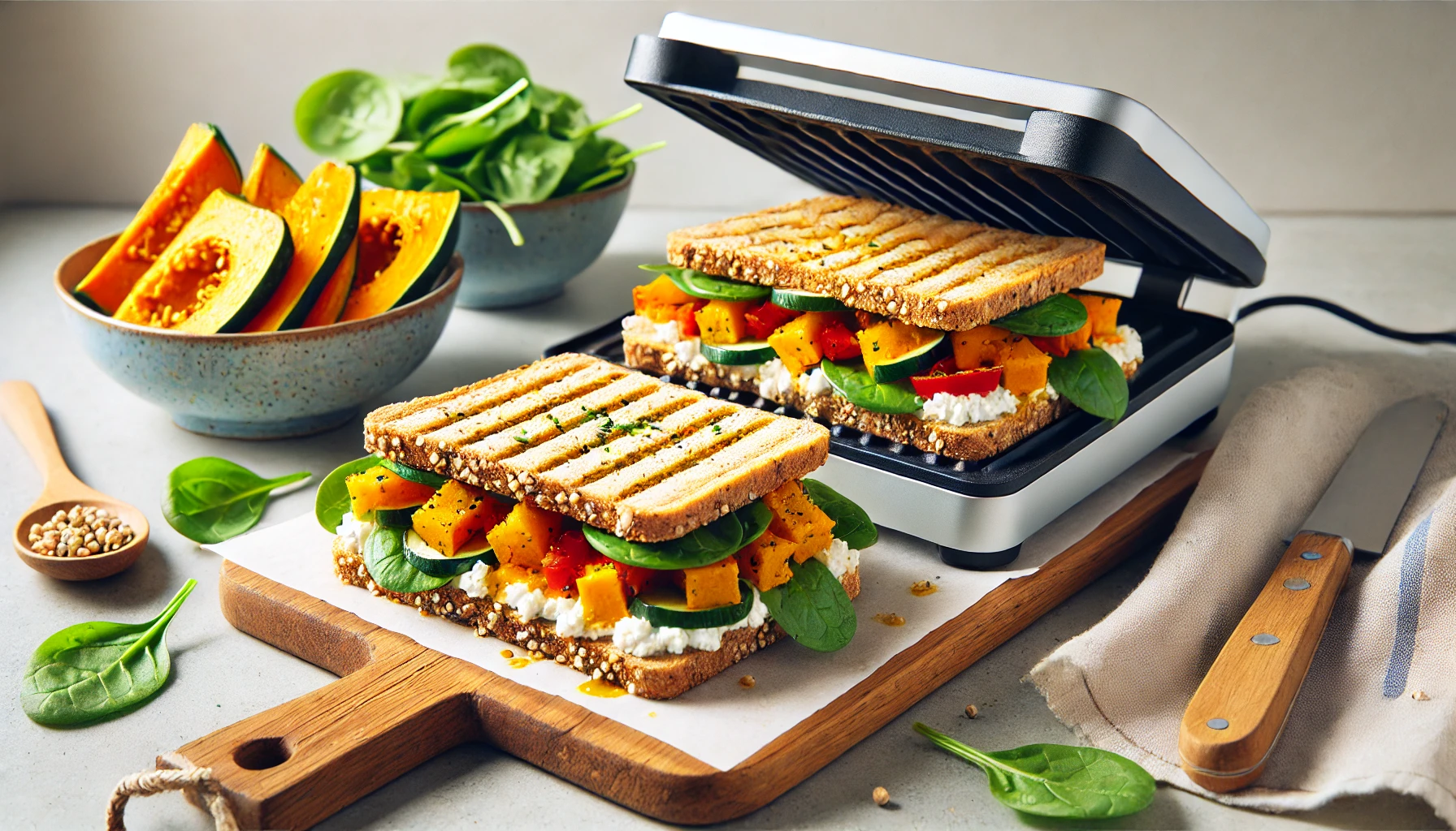 pumpkin spinach toastie